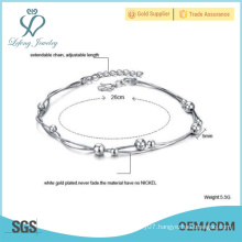 Fashion silver bead anklet bracelets,platinum anklets design in silver